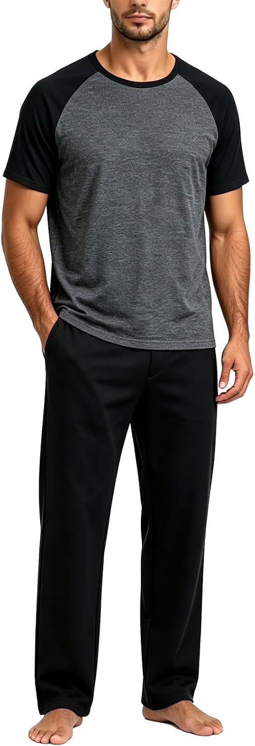 Men's Pajama Lounge Set - Soft 2 Piece Sleepwear with Pockets