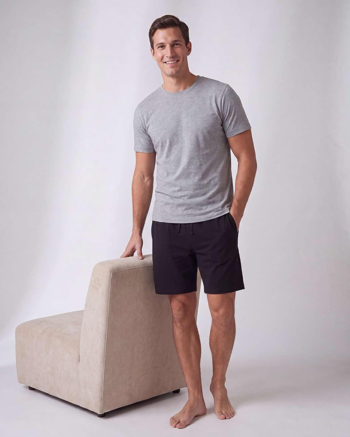 3 Pack Men's Pajama Shorts Sleep Lounge Cotton Sleepwear PJ Bottoms Pockets