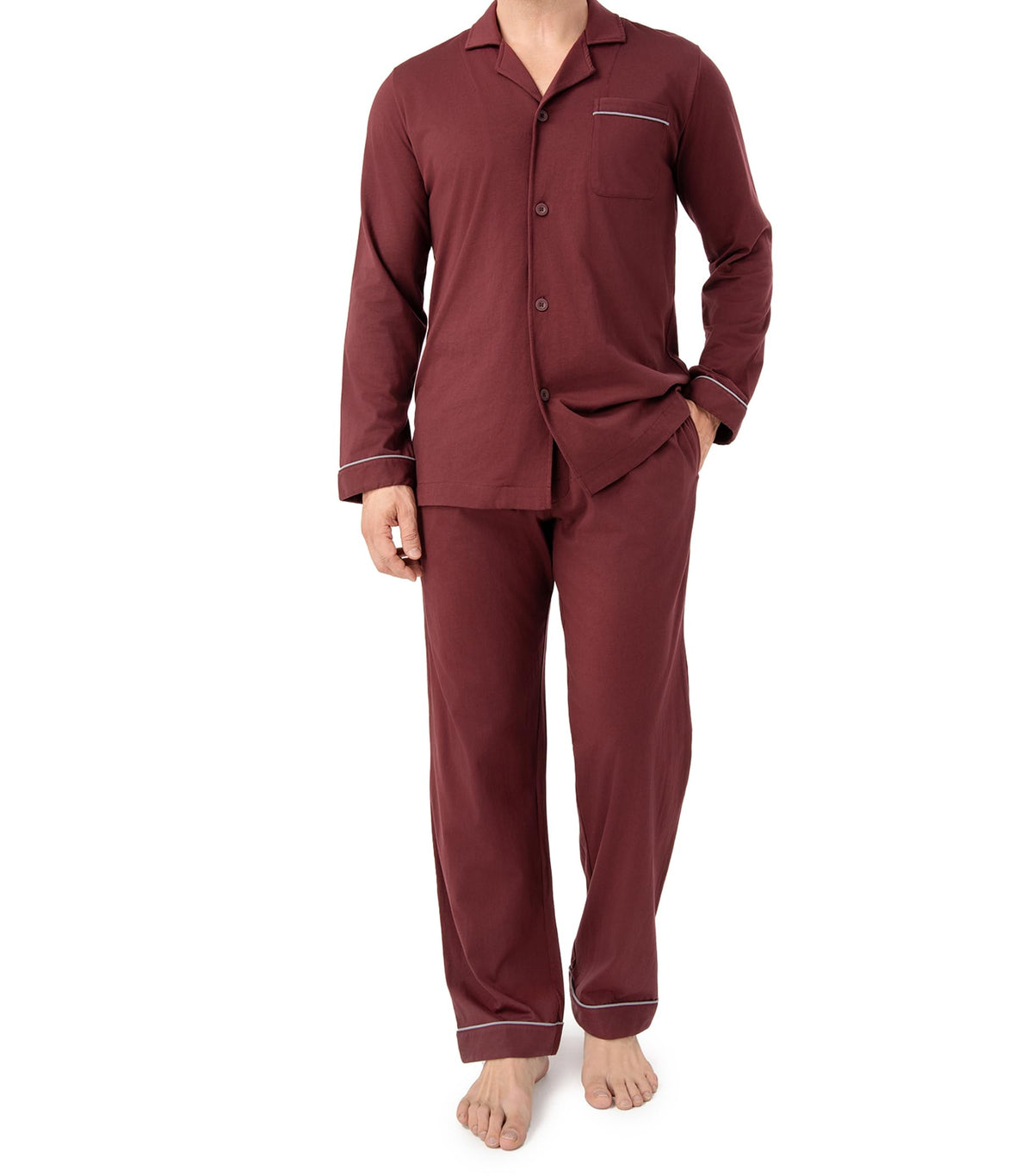 DAVID ARCHY Men's Pajama Set, Premium Combed Cotton Long Sleeve Sleepwear