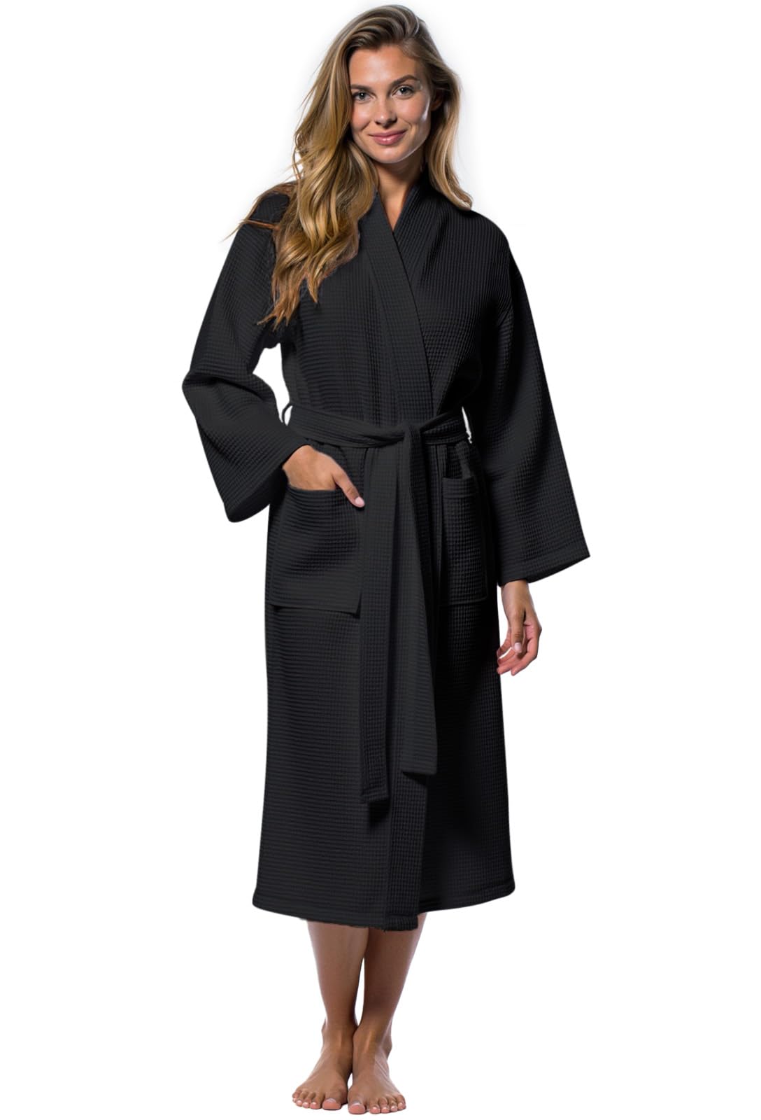Turquaz Womens Lightweight Waffle Kimono Bathrobe for Men - Soft Quick-Dry Spa & Summer Towel Robe, Cotton Blend