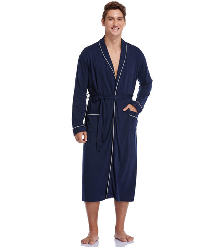 CF Mens Cotton Robe Lightweight Bathrobes Soft Long Robe Kimono Bathrobe
