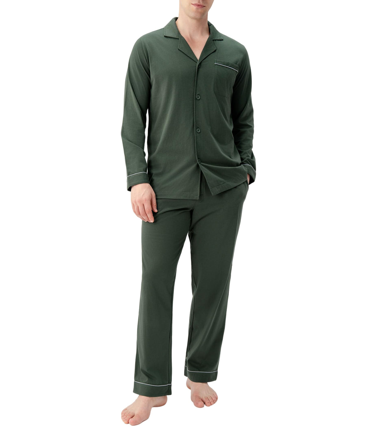 DAVID ARCHY Men's Pajama Set, Premium Combed Cotton Long Sleeve Sleepwear