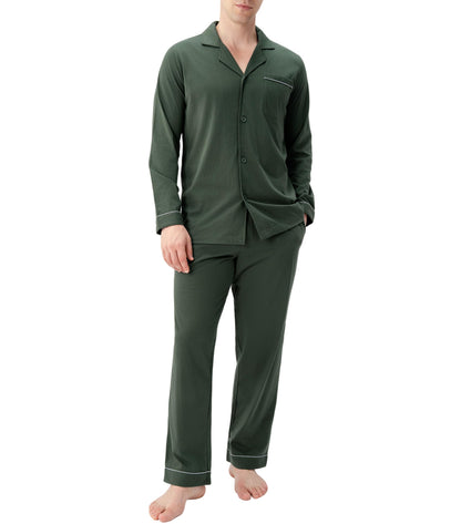DAVID ARCHY Men's Pajama Set, Premium Combed Cotton Long Sleeve Sleepwear