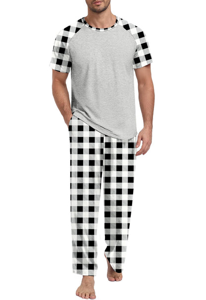Yincro Mens Pajamas Set Lightweight Loungewear Short Sleeve Sleepwear S-3XL