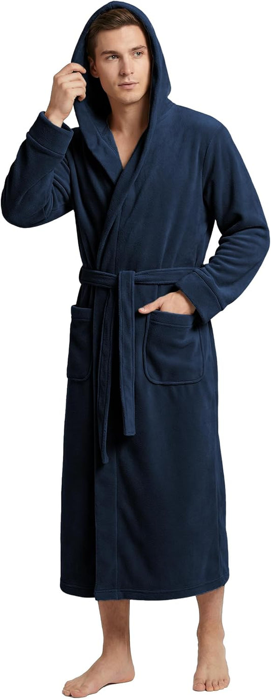 Andrew Scott Men's Hooded Plush Fleece Bathrobe | Ultra Soft Long Spa Robe | Ultimate Comfort & Warmth | Multi Packs Colors