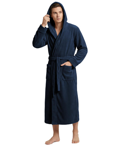 Andrew Scott Men's Hooded Plush Fleece Bathrobe | Ultra Soft Long Spa Robe | Ultimate Comfort & Warmth | Multi Packs Colors