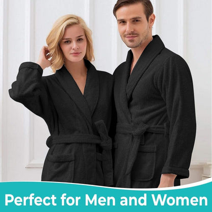 KAHAF COLLECTION Cotton Terry Robes for Women and Men, Terry Shawl Collar Bathrobe, ONE SIZE - UNISEX Men & Women Spa Robe