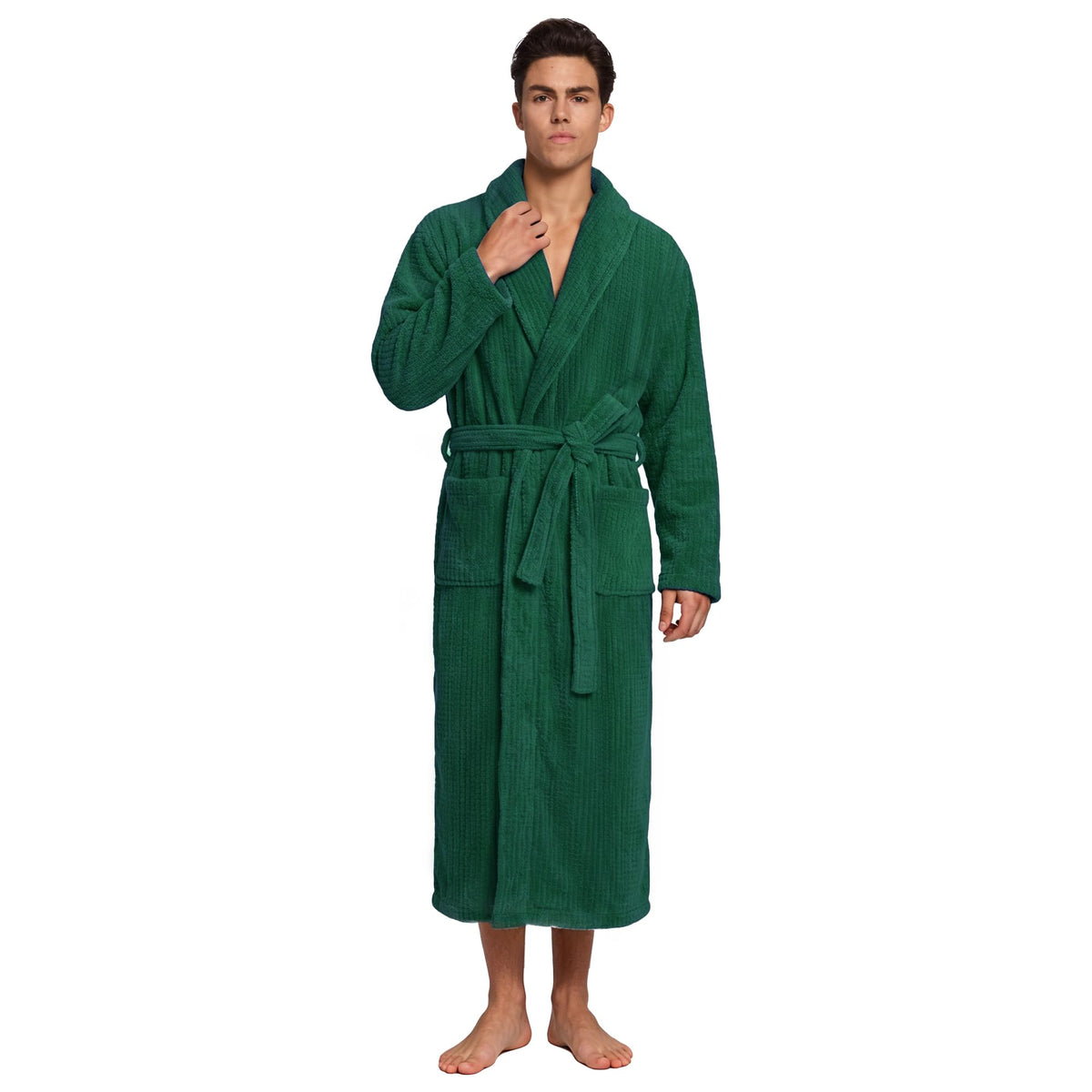 PJGGZ Men's Shawl Collar Bathrobe, Soft Long Towel Robe for Men - Super Absorbent Quick Dry yet Warm