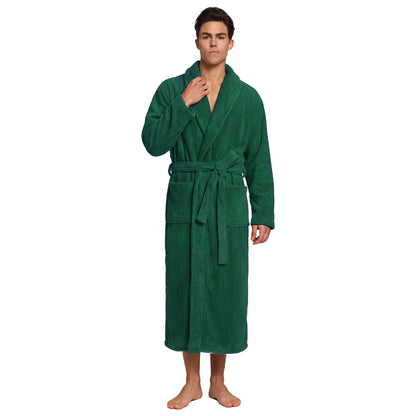 PJGGZ Men's Shawl Collar Bathrobe, Soft Long Towel Robe for Men - Super Absorbent Quick Dry yet Warm