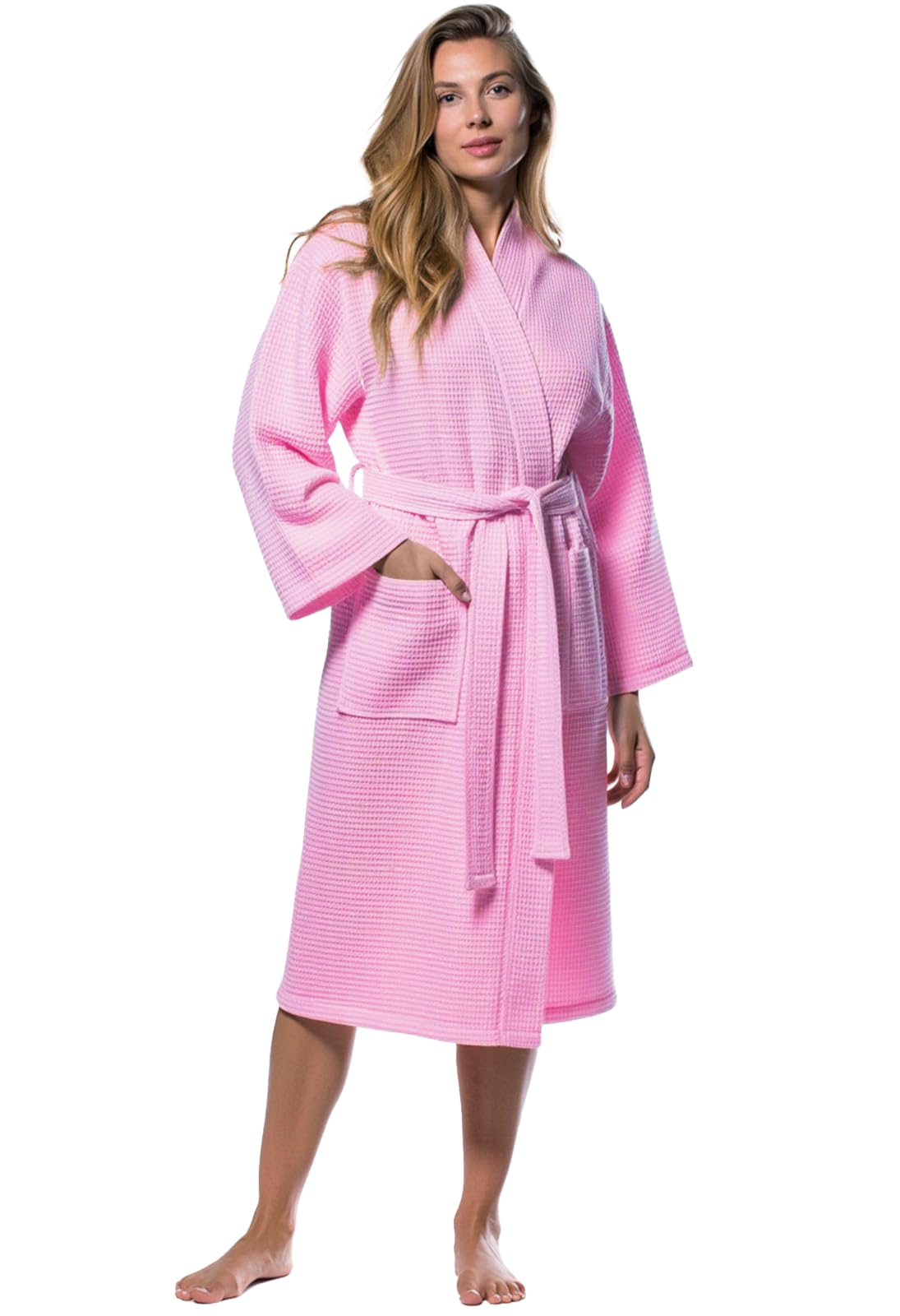 Turquaz Womens Lightweight Waffle Kimono Bathrobe for Men - Soft Quick-Dry Spa & Summer Towel Robe, Cotton Blend