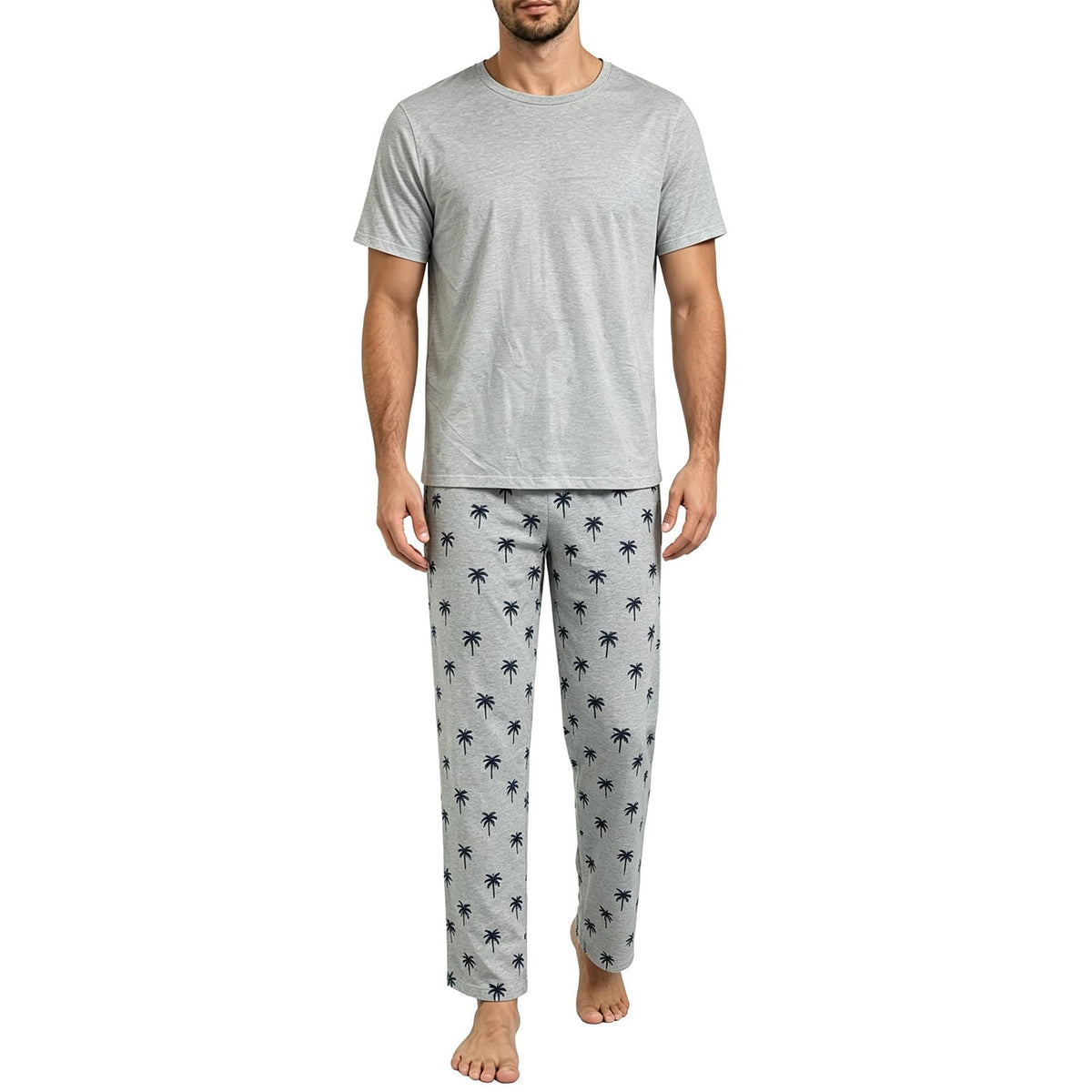 Men's Pajama Lounge Set - Soft 2 Piece Sleepwear with Pockets