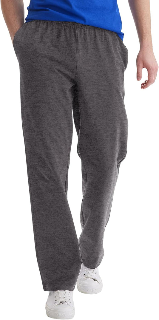 Hanes Men's Sweatpants Pack - 3-Pack - Essentials Midweight Cotton Jersey Lounge Pants - Open Bottom - Pockets - 32"