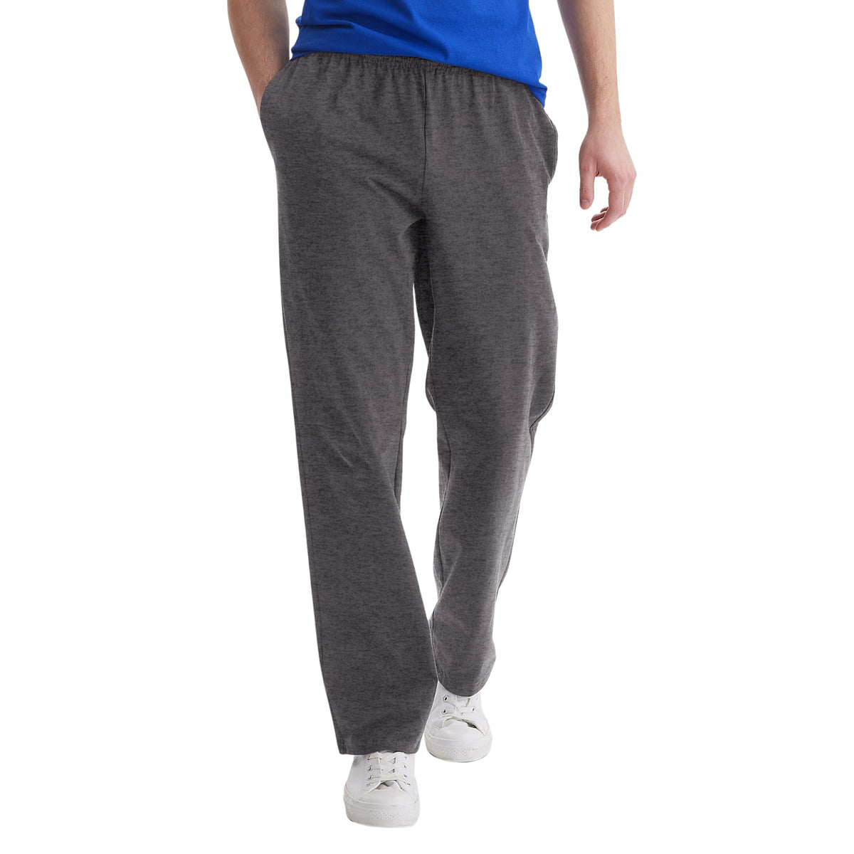 Hanes Men's Sweatpants Pack - 3-Pack - Essentials Midweight Cotton Jersey Lounge Pants - Open Bottom - Pockets - 32"
