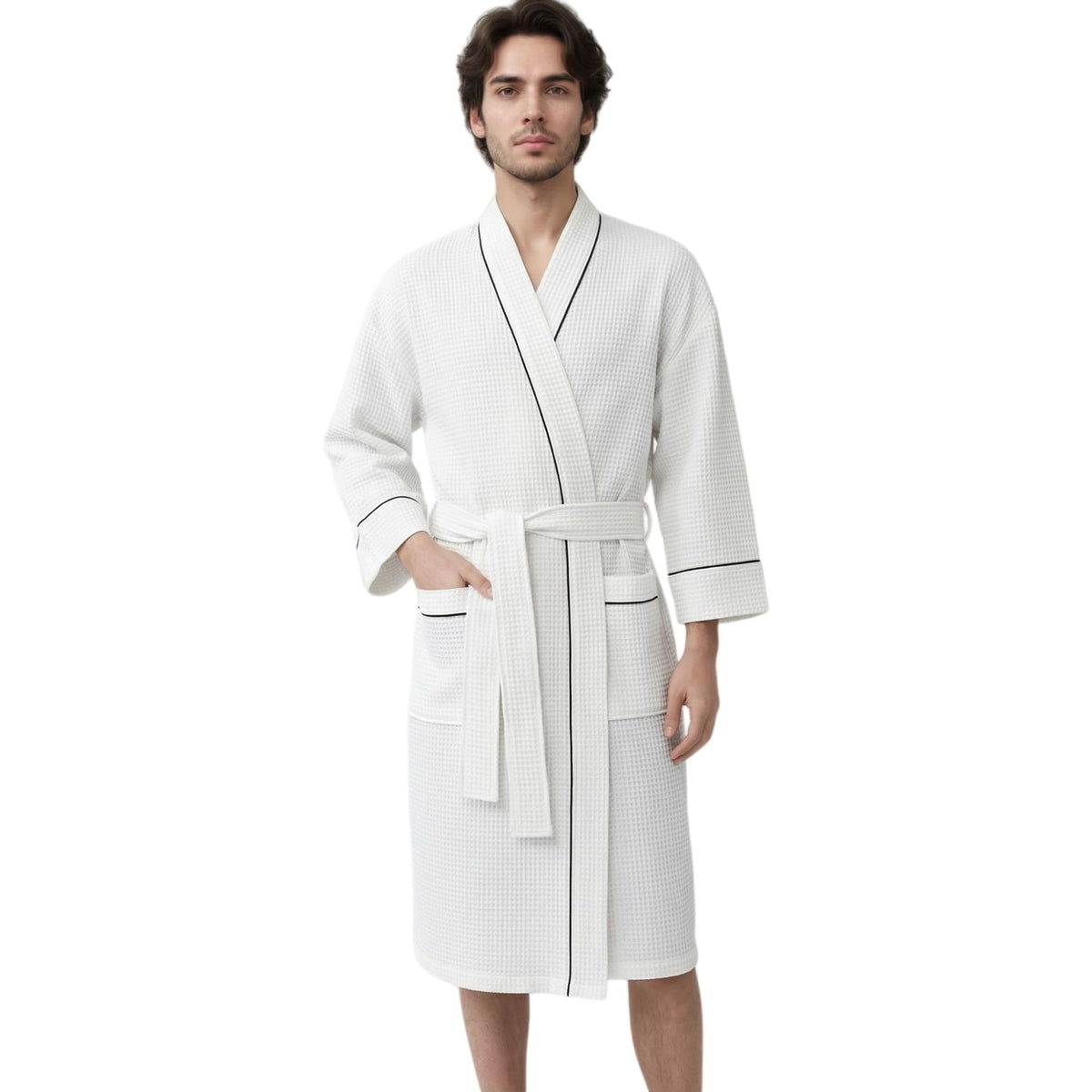 Turkish Waffle Robes for Men, Men's Lightweight Cotton Bathrobe