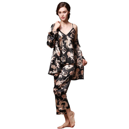 ZUEVI Men's Kimono Robe Silk Satin Long Sleeve Spa Bathrobe Lightweight Soft Silky Pajamas Robes