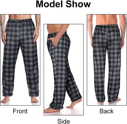 Mens Pajama Pants Cotton Drawstring Lounge Sleep Pants with Pockets Comfy Elastic Waist Pj Pajama Bottoms Sleepwear
