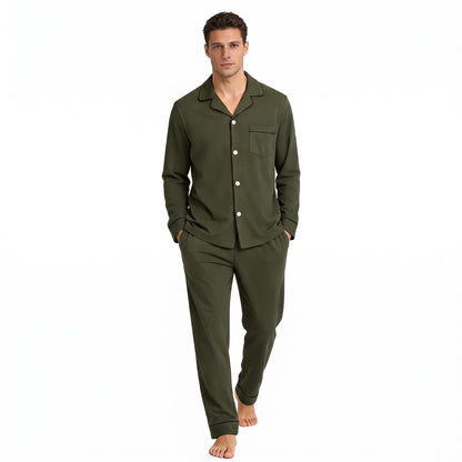 U2SKIIN Men's 100% Cotton Pajama Set, Soft Button Down Sleepwear Lounge Pjs