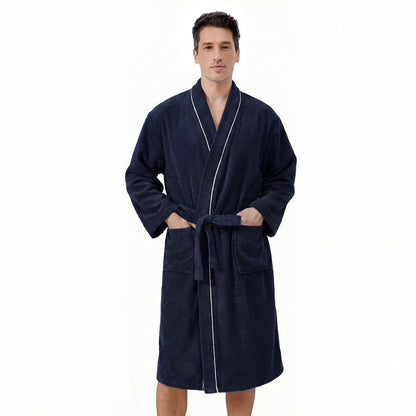 Inner Wish Men's Terry Cloth Bathrobe - Soft Absorbent Quick-Dry Spa Robe with Pockets, Lightweight Robe for Shower