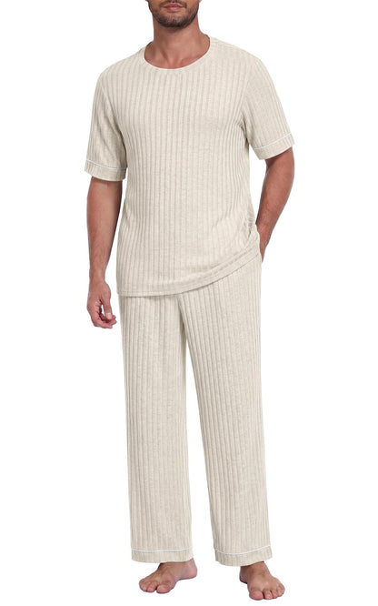 Mens Pajamas Sets Lightweight Lounge Set Soft Sleepwear Pjs S-3XL