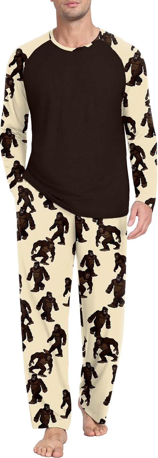 PrinStory Men's Pajama Sets Loungewear Sleepwear Pjs Lightweight Long Sleeve Shirts and Bottoms Soft Comfy Sleep Sets S-4XL