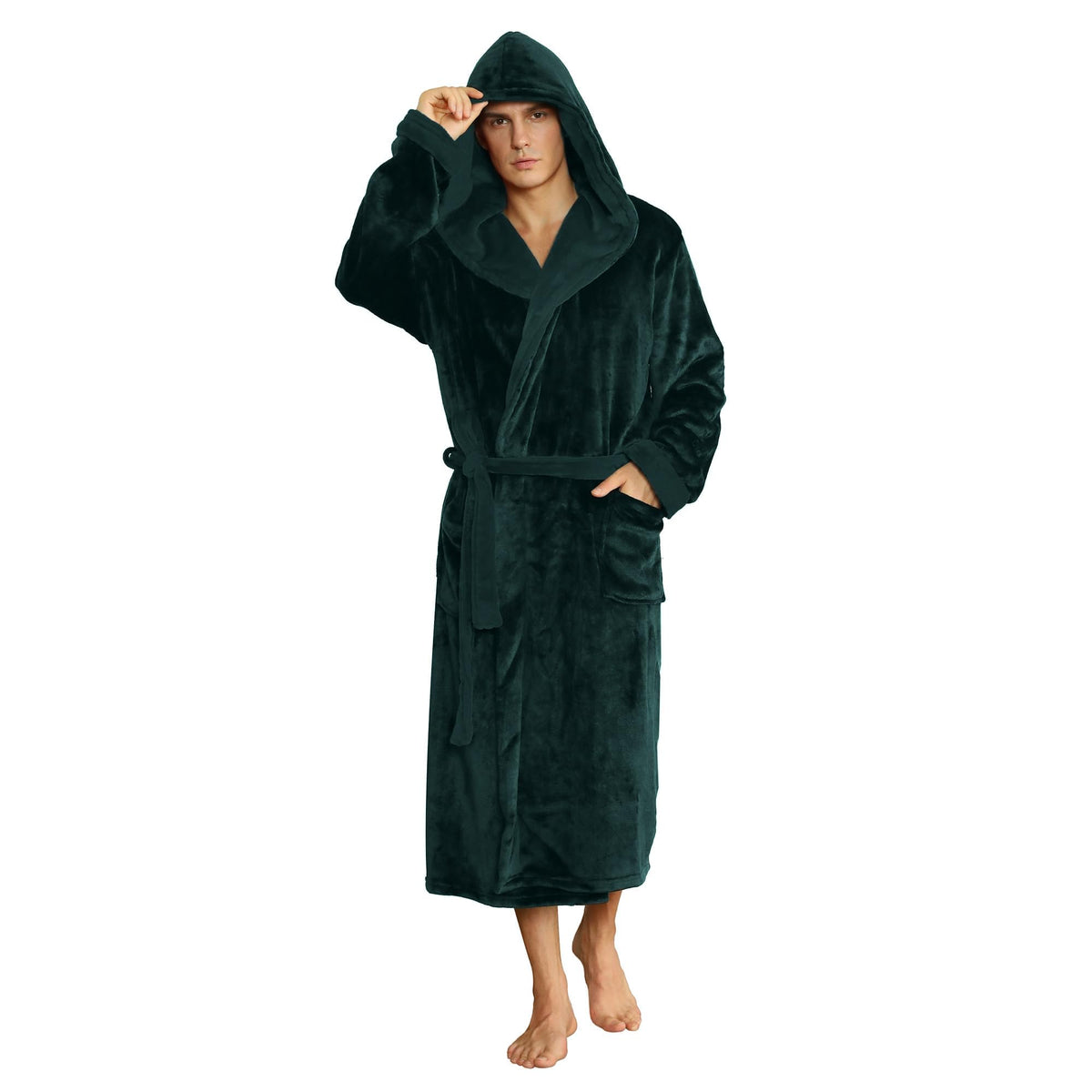 U2SKIIN Mens Hooded Robe, Plush Robes for Men Long Fleece Bathrobe