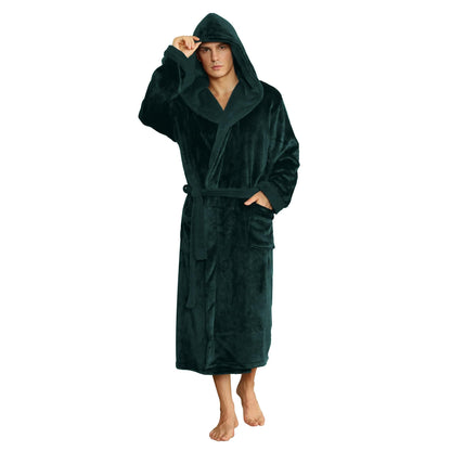 U2SKIIN Mens Hooded Robe, Plush Robes for Men Long Fleece Bathrobe