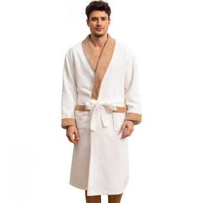 Men's Towel Robe with Shawl Collar Bathrobe, Absorbent Terry Cloth Robe for Men with Pockets, Quick-Dry Home Spa