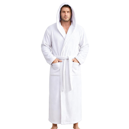 PJGGZ Bathrobes for Men Full Length - Soft Absorbent Long Towel Robes with Hood (Available for Big and Tall)