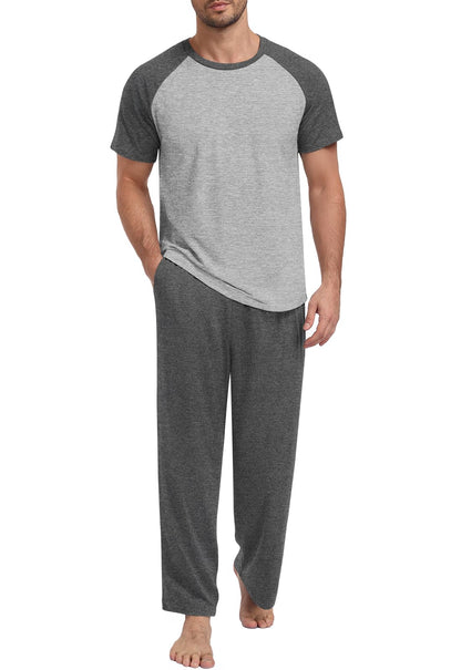 Yincro Mens Pajamas Set Lightweight Loungewear Short Sleeve Sleepwear S-3XL