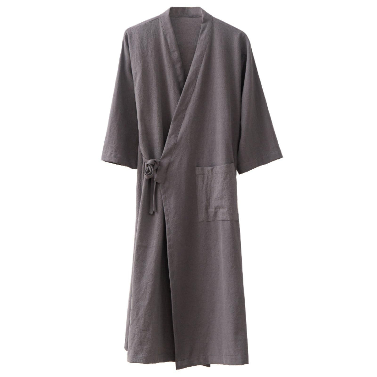 Men's Women's Cotton Linen Bathrobe Couples Japanese-Style Absorbent Quick-Drying Kimono Yukata Sauna Robe