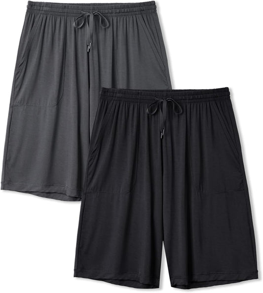 DAVID ARCHY Cloud-Soft Mens Pajama Shorts, 2 Pack Sleep Shorts