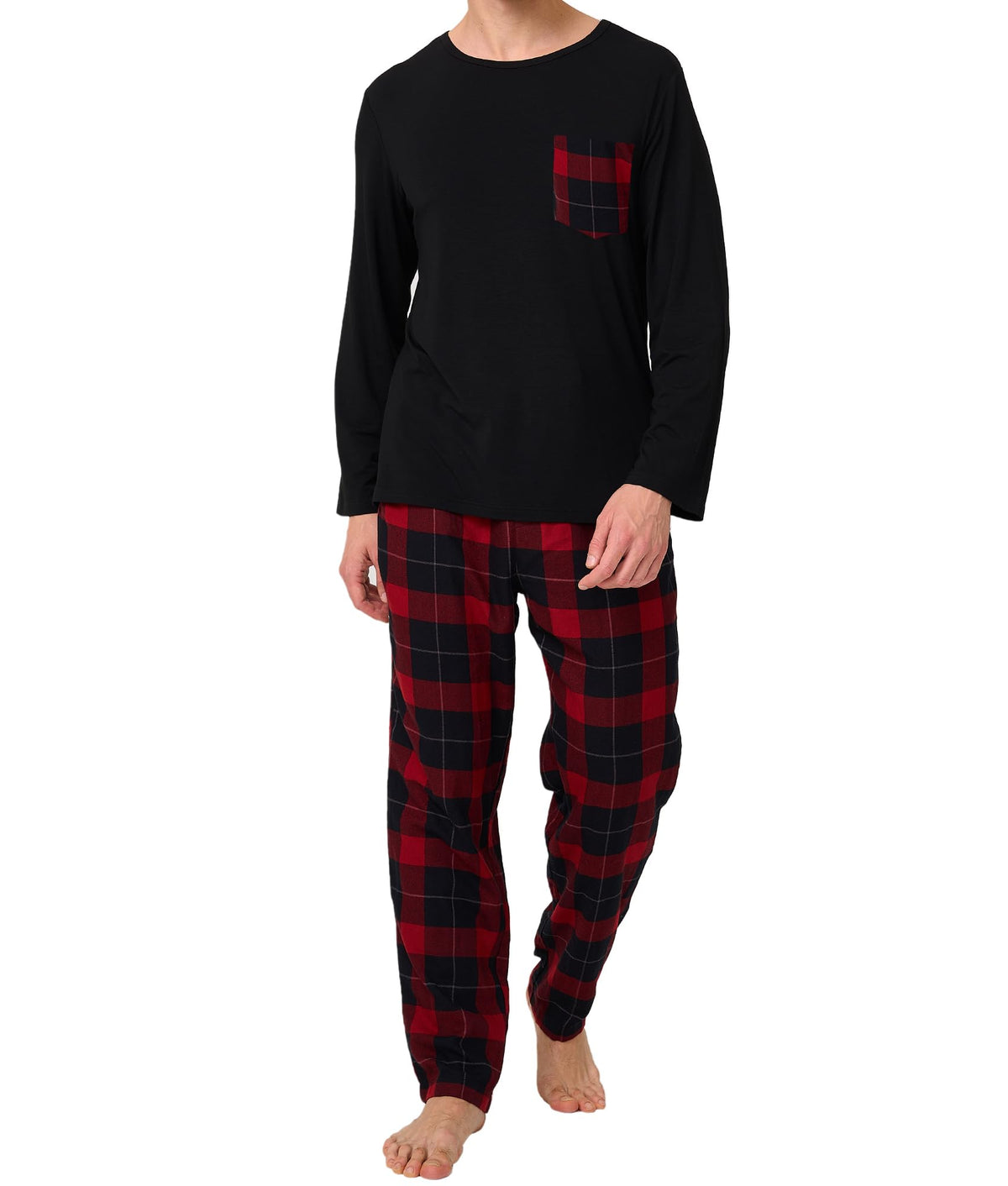 BAMBOO COOL Men's Pajama Set Long Sleeve PJs with Pants & Pockets