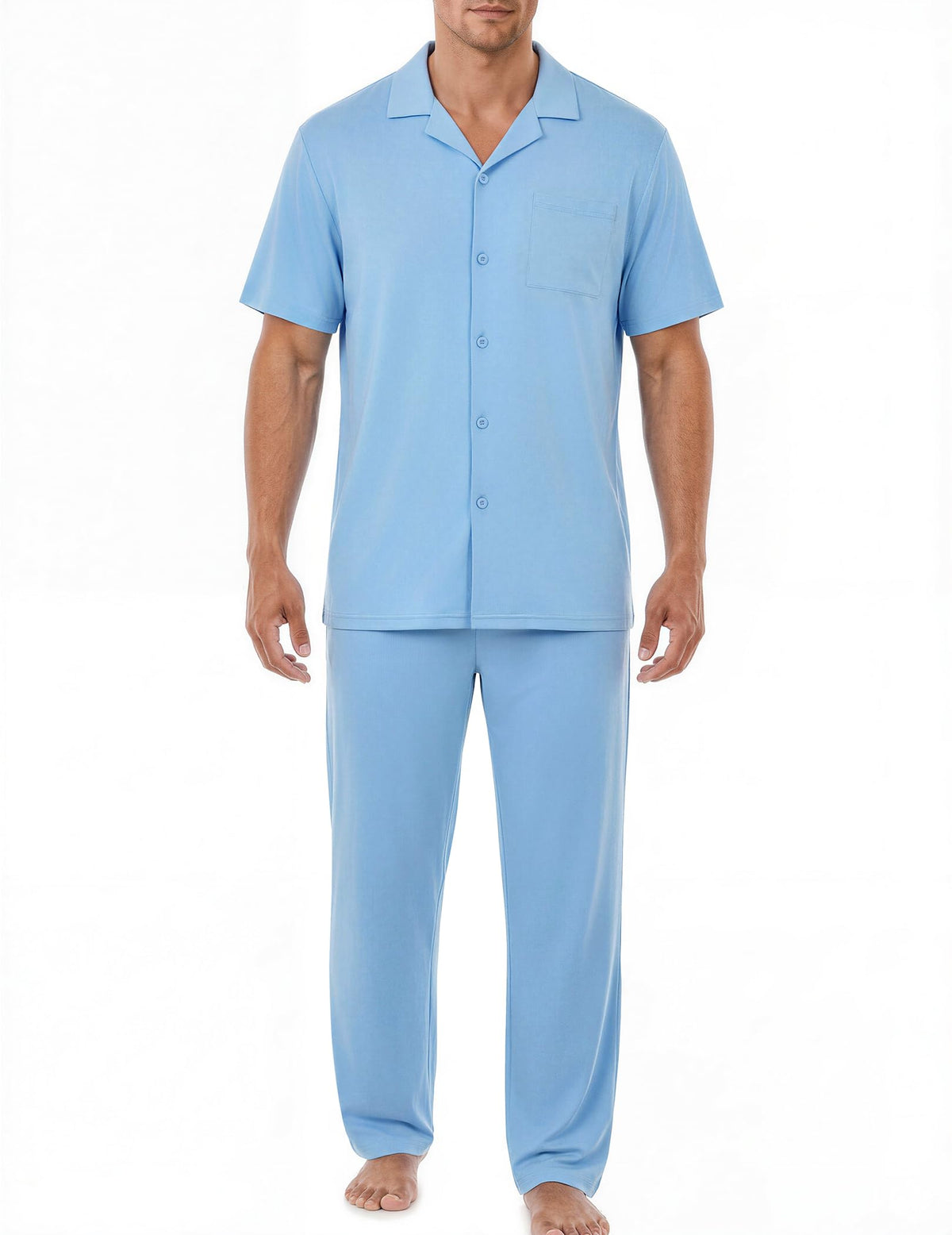 EKouear Mens Pajamas Set Button Down Short Sleeve Shirt Pjs with Long Pants
