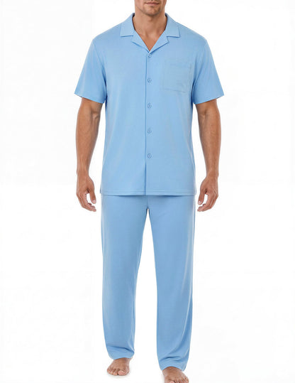 EKouear Mens Pajamas Set Button Down Short Sleeve Shirt Pjs with Long Pants