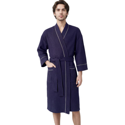 Turkish Waffle Robes for Men, Men's Lightweight Cotton Bathrobe
