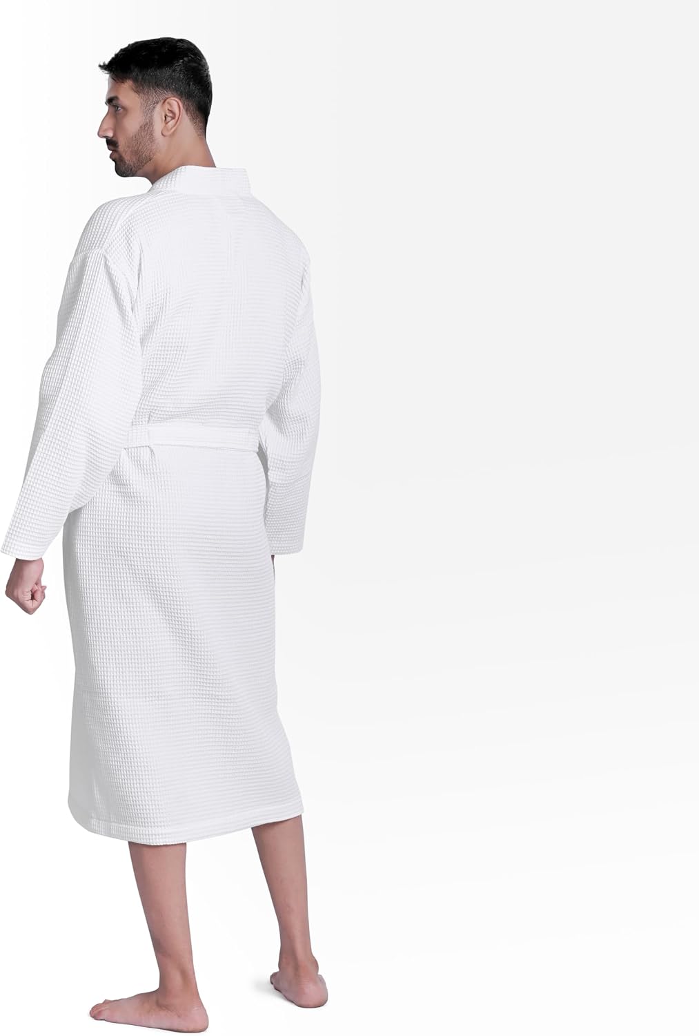 Looperry Unisex White Waffle Bathrobe (1 Piece) Luxurious & Lightweight Shower Robe in Organic Cotton Poly Blend