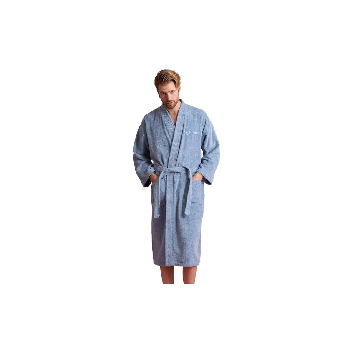 Men's Kimono Bathrobe, 100% Turkish Cotton Terry, Absorbent