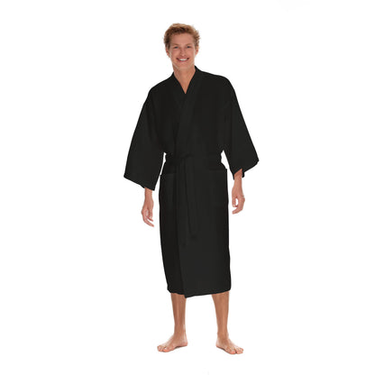 Men's Waffle Robe by BOCA TERRY, Waffle Knit Spa Robe, Long Lightweight Cotton Kimono Hotel Bathrobe