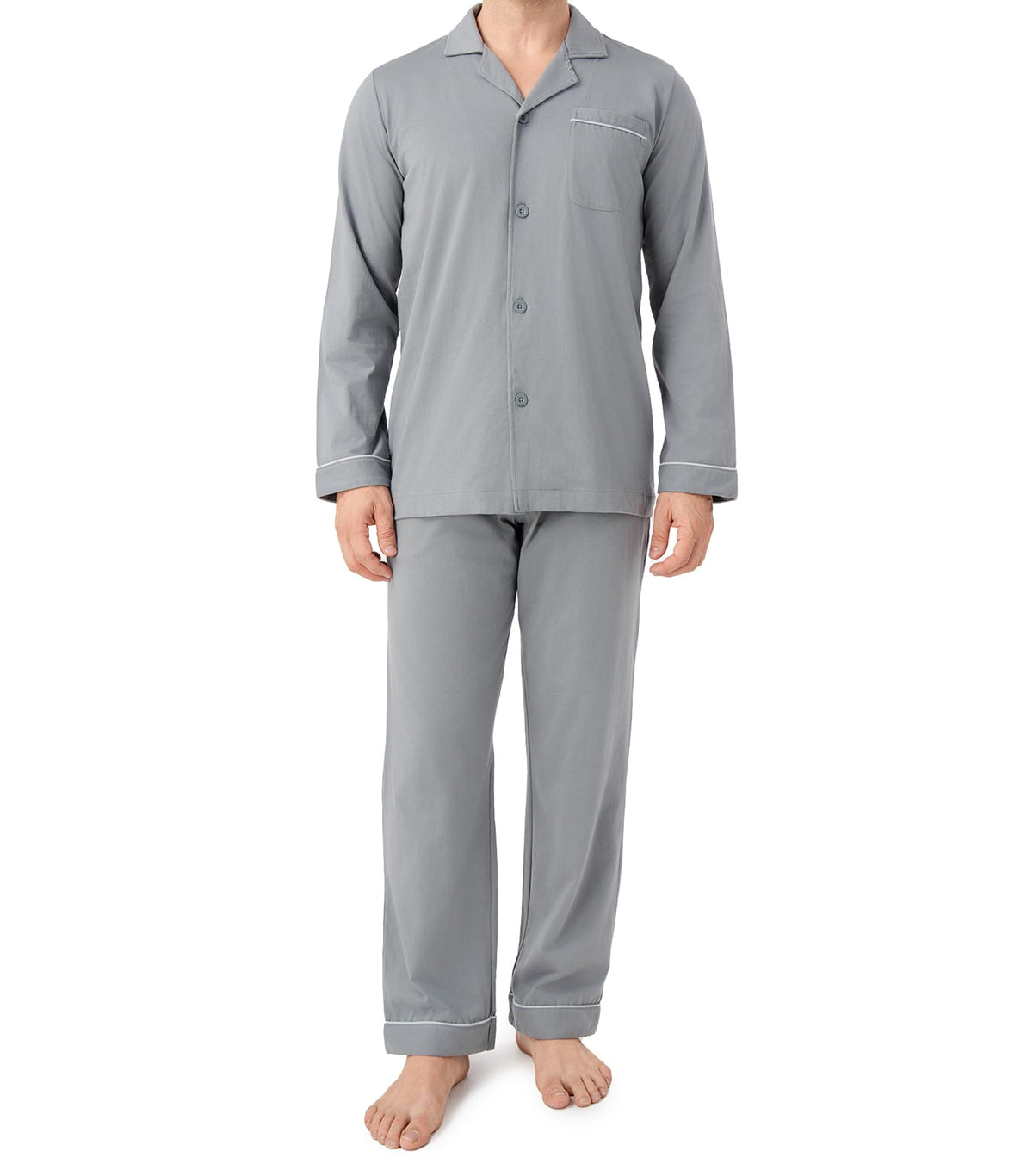 DAVID ARCHY Men's Pajama Set, Premium Combed Cotton Long Sleeve Sleepwear