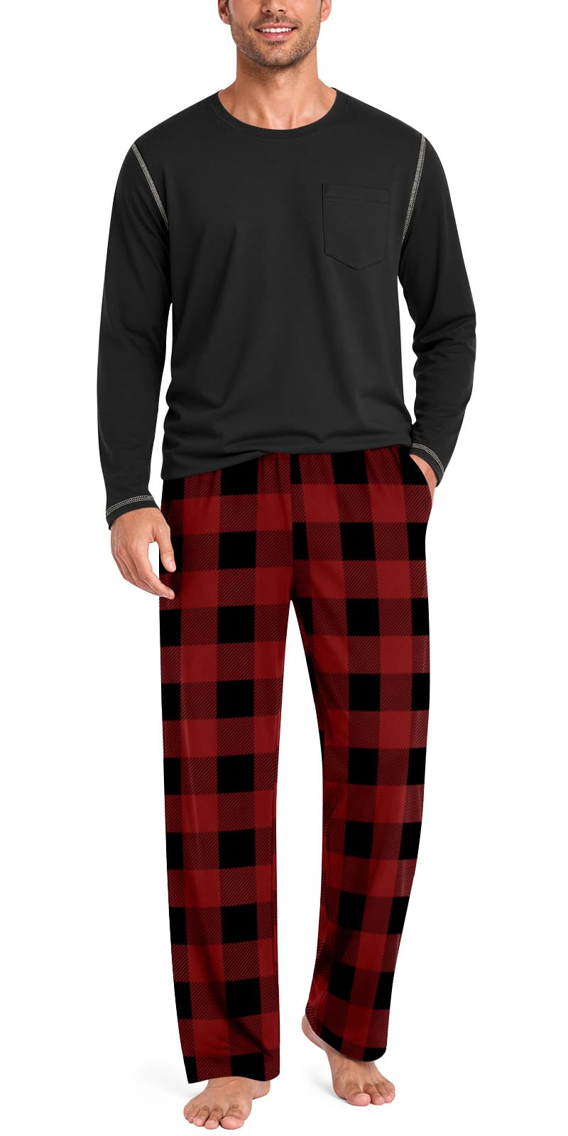 Aodemo Mens Pajamas Set 2 Piece Pjs Sleepwear Loungewear with Pocket