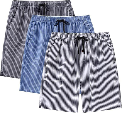 MoFiz 3pack Mens Pajama Short Bottom Sleep Lounge Cotton Plaid