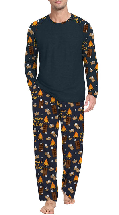 PrinStory Men's Pajama Sets Loungewear Sleepwear Pjs Lightweight Long Sleeve Shirts and Bottoms Soft Comfy Sleep Sets S-4XL