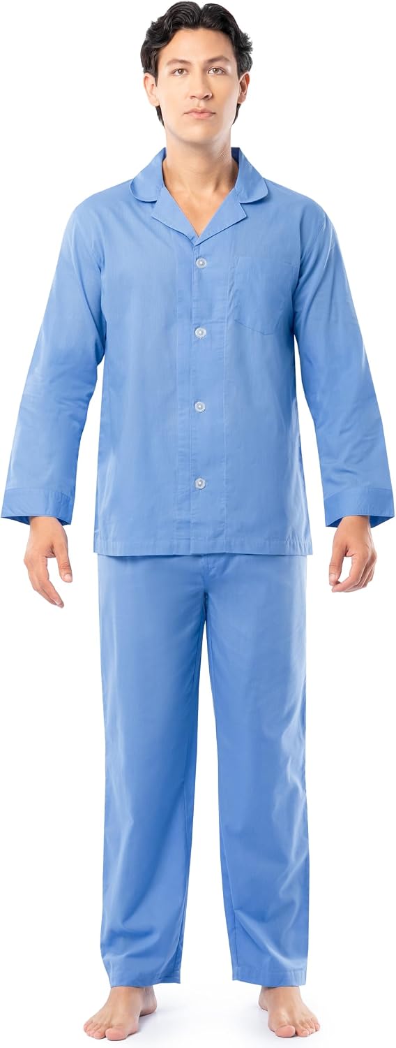 Fruit of the Loom Men's Long Sleeve Broadcloth Pajama Set