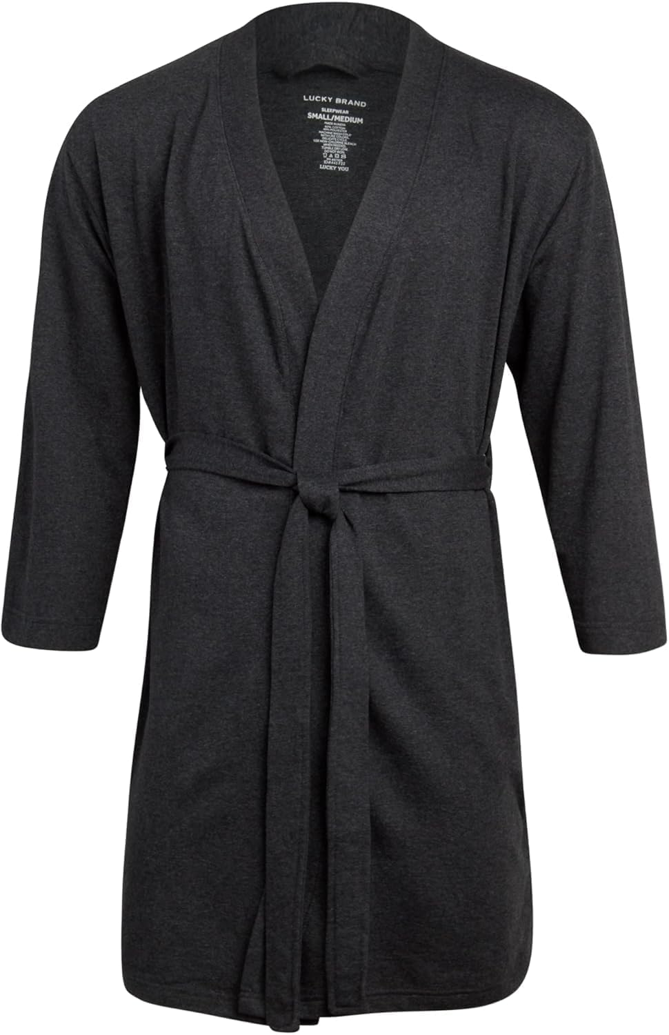 Lucky Brand Mens Bathrobe, Cotton Blend Knit Shawl Collar Long House Robe