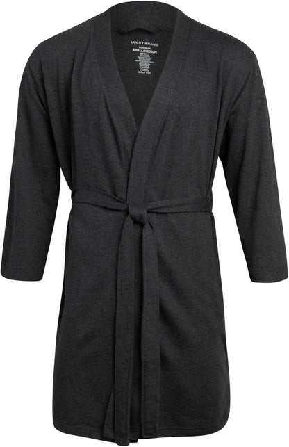 Lucky Brand Mens Bathrobe, Cotton Blend Knit Shawl Collar Long House Robe