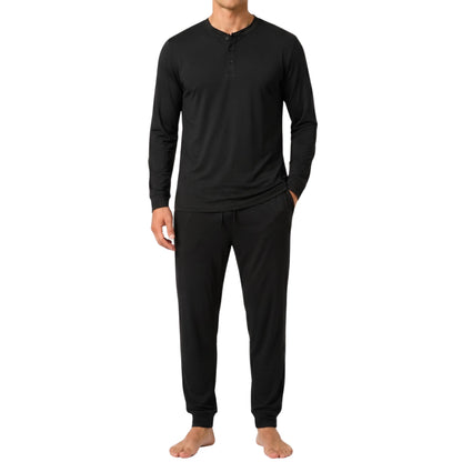 #followme Men's 2-Piece Ultra Soft Pajama Set, Long Sleeve Henley & Joggers