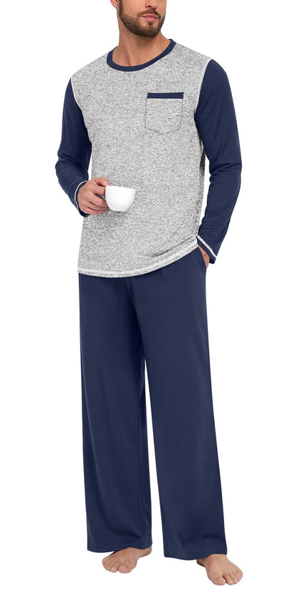 Aodemo Mens Pajamas Set 2 Piece Pjs Sleepwear Loungewear with Pocket