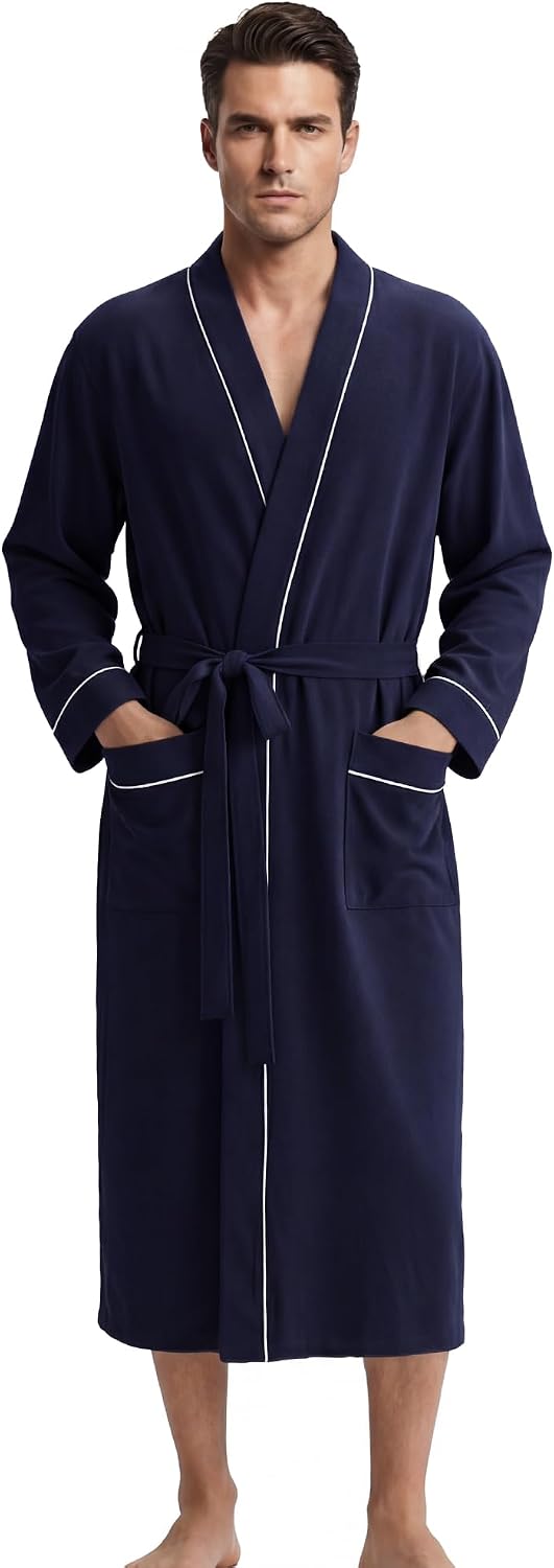 U2SKIIN Mens 100% Cotton Cozy Robe, Ultra Soft Lightweight Bathrobe for Men