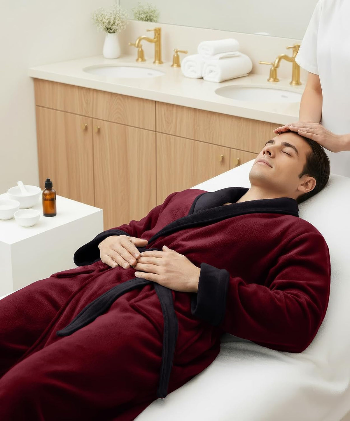 Luxury Ultra Soft Mens Robe Plush Fleece Long Bathrobe