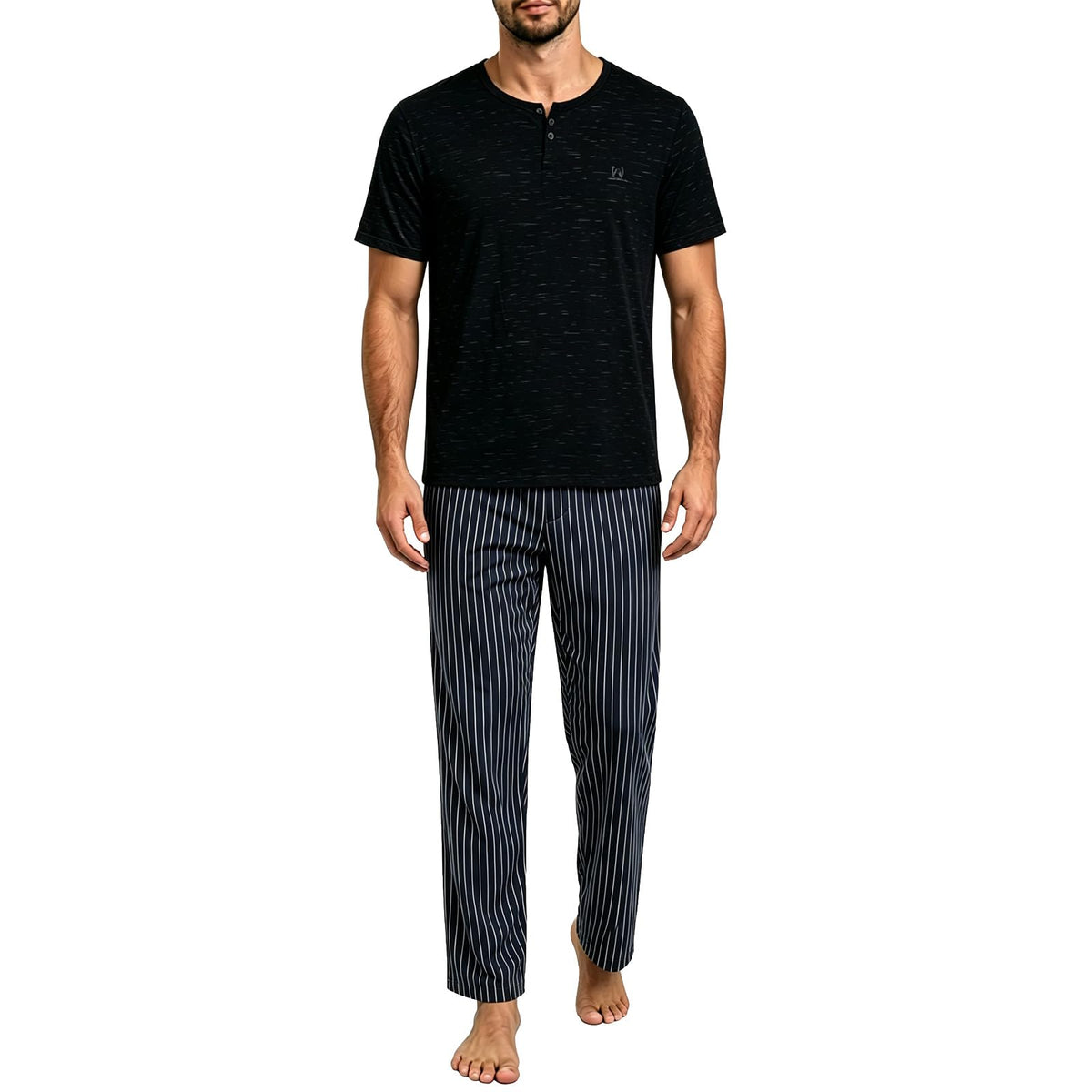 Men's Pajama Lounge Set - Soft 2 Piece Sleepwear with Pockets
